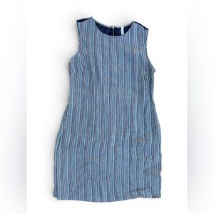 NutHatch Shades of Blue Striped Linen Mini Shift Dress